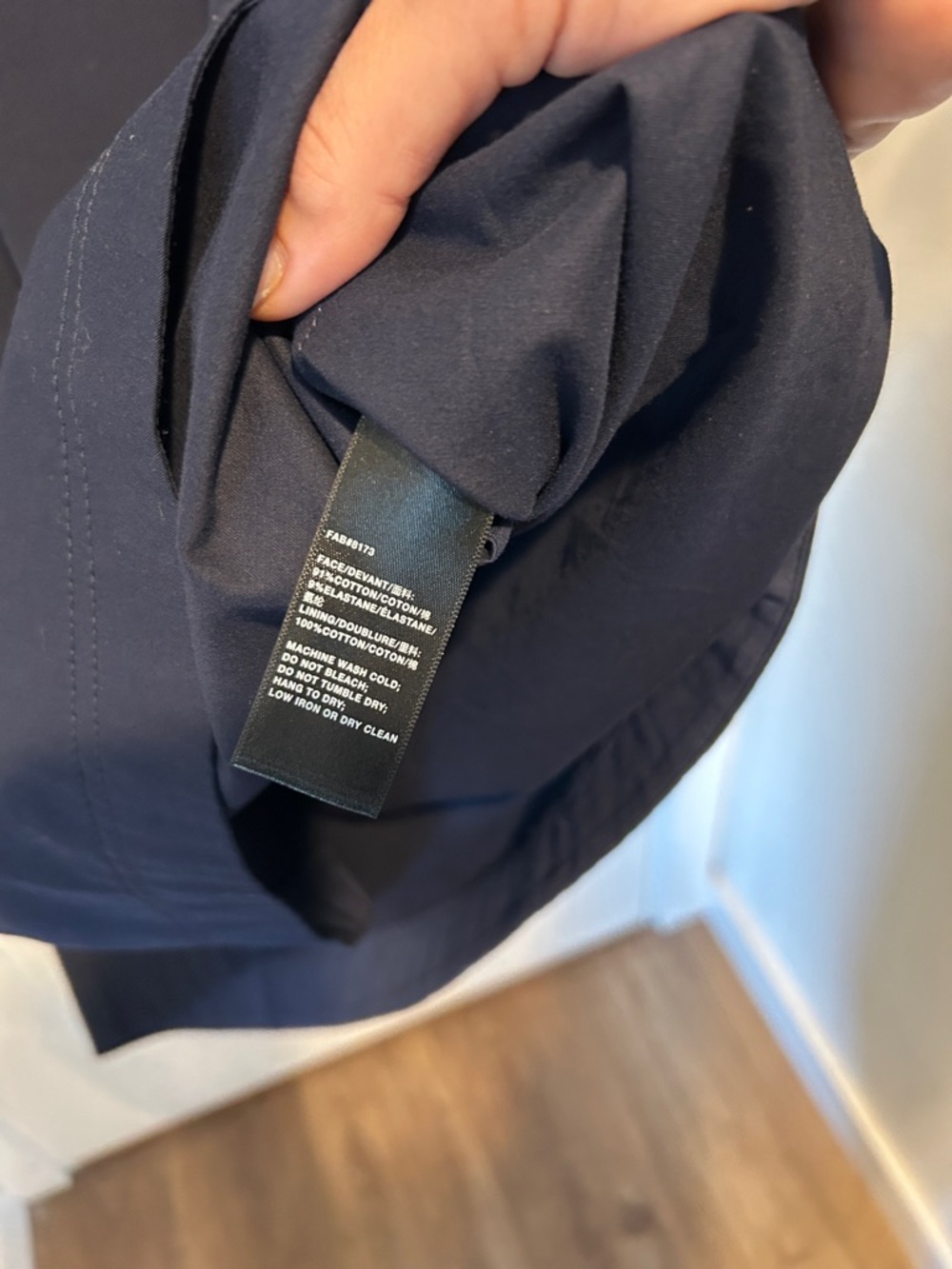 Lafayette 148 New York Navy Short-Sleeve Polo Dress white stitching on sleeve - Picture 6 of 9